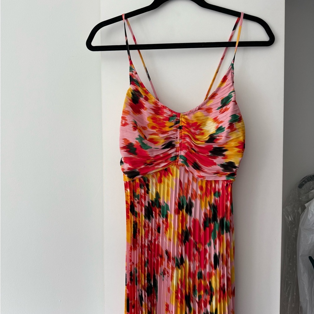 Nanette Lepore Colorful Strappy Pleated Midi Dress